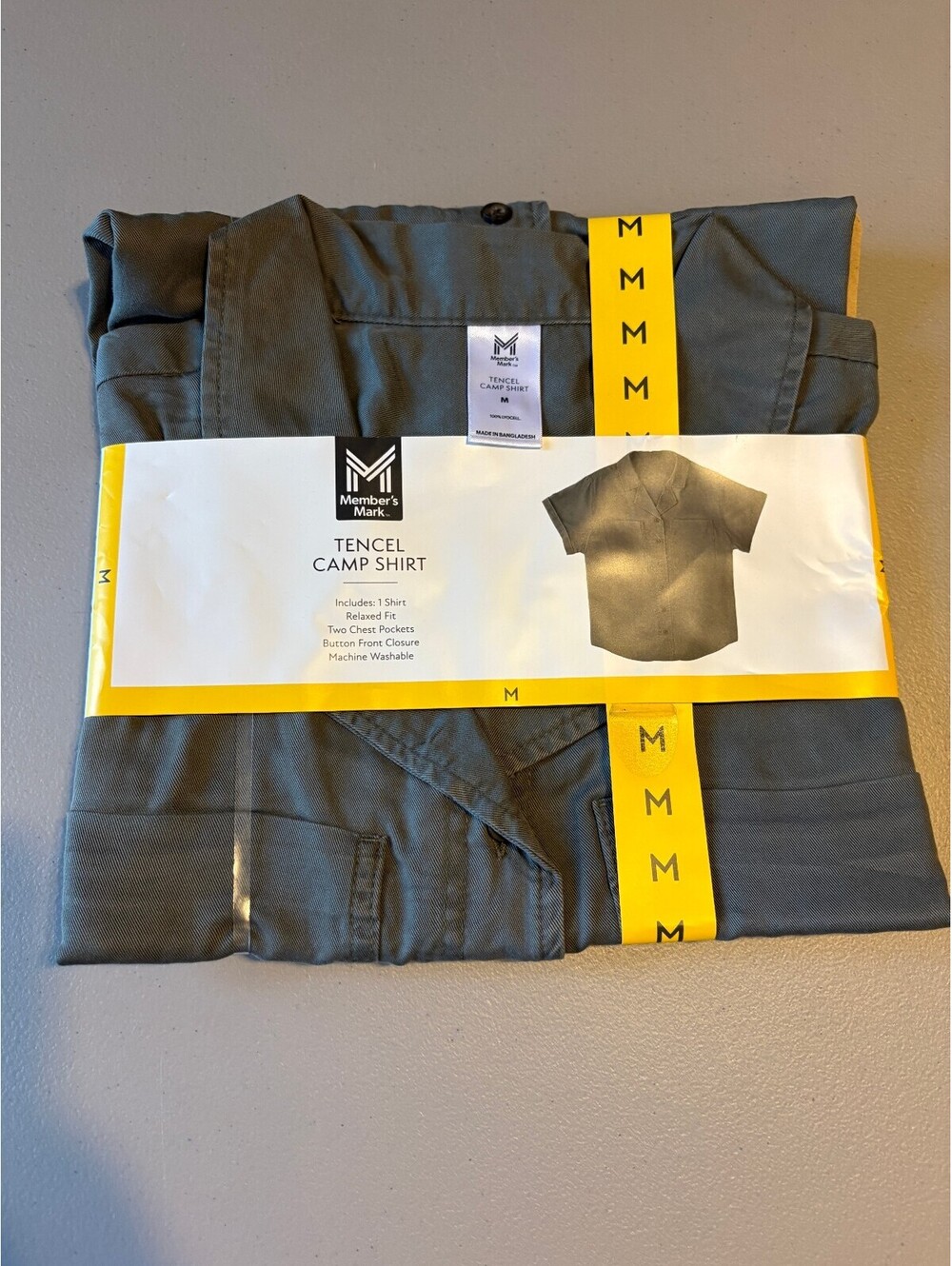 Member's Mark Tencel Camp Shirt Relaxed Fit with Two Chest Pockets Medium